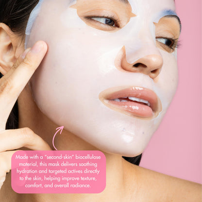 ESW Beauty Strawberry Coco Rosé Soothing Face Mask - Hydrating, Calming, Vegan Face Mask with Coconut Water, Green Tea, & Strawberry Extract for Sensitive Skin