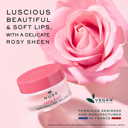 NUXE Very Rose Organic Lip Balm, 100% Natural Moisturizing Treatment for Dry Lips With Shea Butter & Beeswax, 0.52 Oz