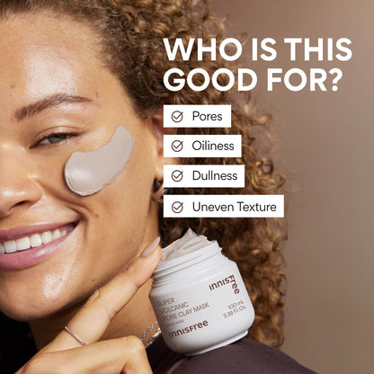 Innisfree Super Volcanic Clay Masks - Pore & Sebum Clay Mask for Oily Skin, Dual Mask for Normal to Dry Skin, Available in Limited Edition & Gift Sets