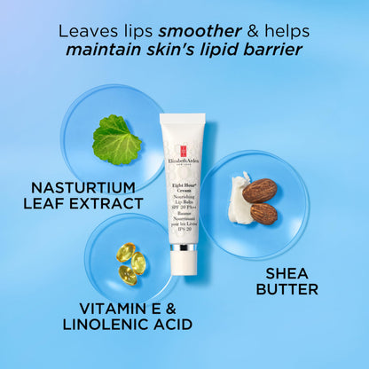 Elizabeth Arden Eight Hour Cream Nourishing Lip Balm, SPF 20 Sunscreen Balm, Moisturizer for Chapped Lips with Shea Butter & Vitamin E, 0.5 fl oz