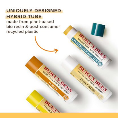 Burt's Bees Rescue Balm Unscented Lip Balm, With Antioxidant-Rich Turmeric, Tint-Free, Natural Origin Lip Care, 2 Tubes, 0.15 oz.