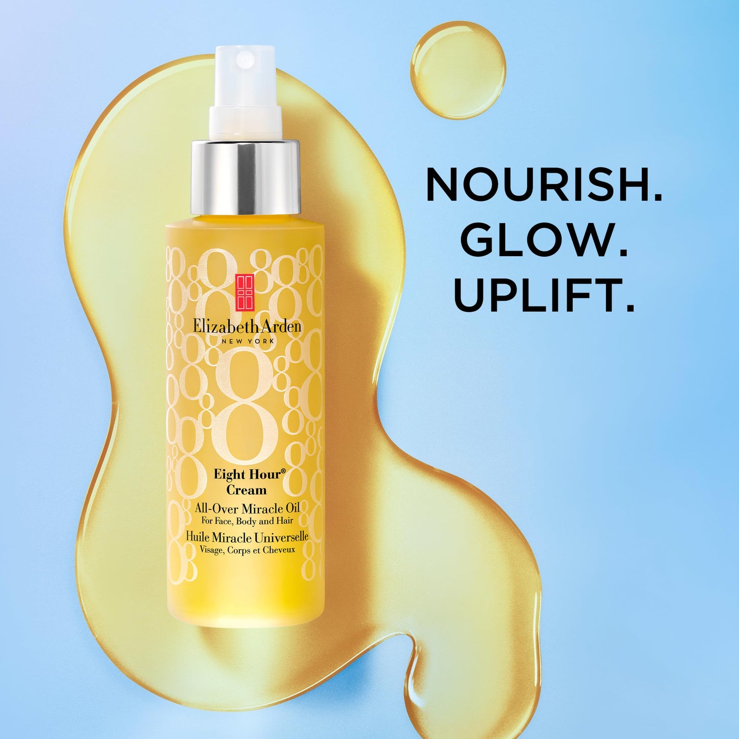Elizabeth Arden Eight Hour All-Over Miracle Oil, Hydrating Spray Moisturizer for Face, Body & Hair, Vitamin E & Tsubaki Oil, Non-Comedogenic, Lightweight, 3.4 oz