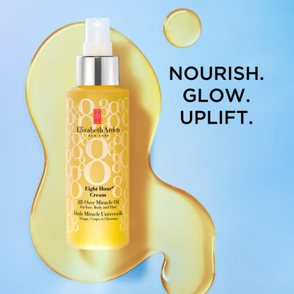Elizabeth Arden Eight Hour All-Over Miracle Oil, Hydrating Spray Moisturizer for Face, Body & Hair, Vitamin E & Tsubaki Oil, Non-Comedogenic, Lightweight, 3.4 oz