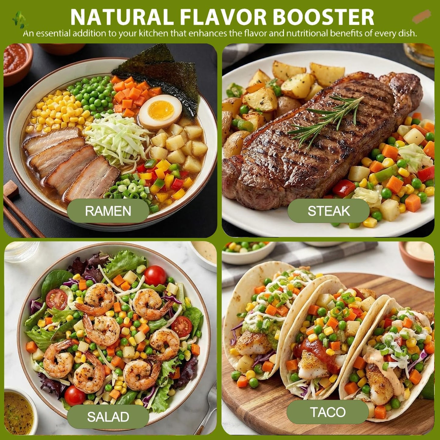 24Oz Mixed Ramen Toppings Dehydrated Soup, 700g All Natural Vegetable, 8 Freeze Dried Veggies for Noodles & Miso Soups, Camping, and Emergency Food,Plant-Based Dry Vegetable Flakes, No Additives- Clean Label,Vegan, Quick Prep