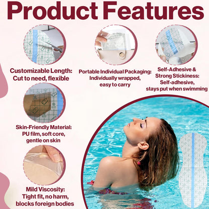 Waterproof Swimming Pads for Women – 20 PCS, Skin-Friendly PU Film & Cotton Core, Protective Private Stickers for Swimsuits, Lingerie, Water Parks, and Swimming