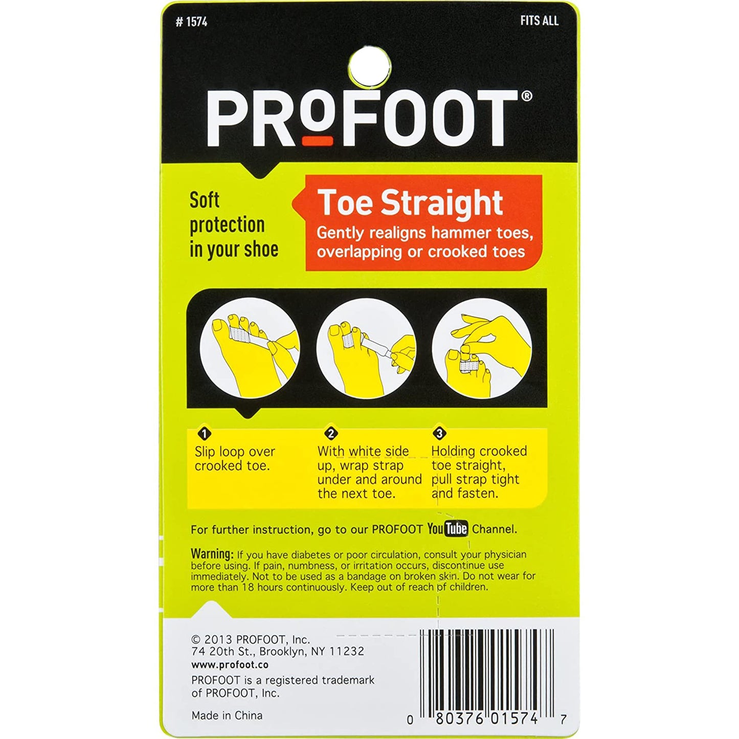 PROFOOT Toe Straight Hammertoe Wrap, Toe Straightener to Realign Overlapping or Crooked Toes, Hammer Toe Corrector for Women & Men, Non-Bulky, One Size Fits All, 1 Pair
