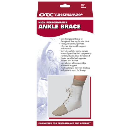 OTC Ankle Brace, Canvas Lace-Up, Semi-Rigid Spiral Stays