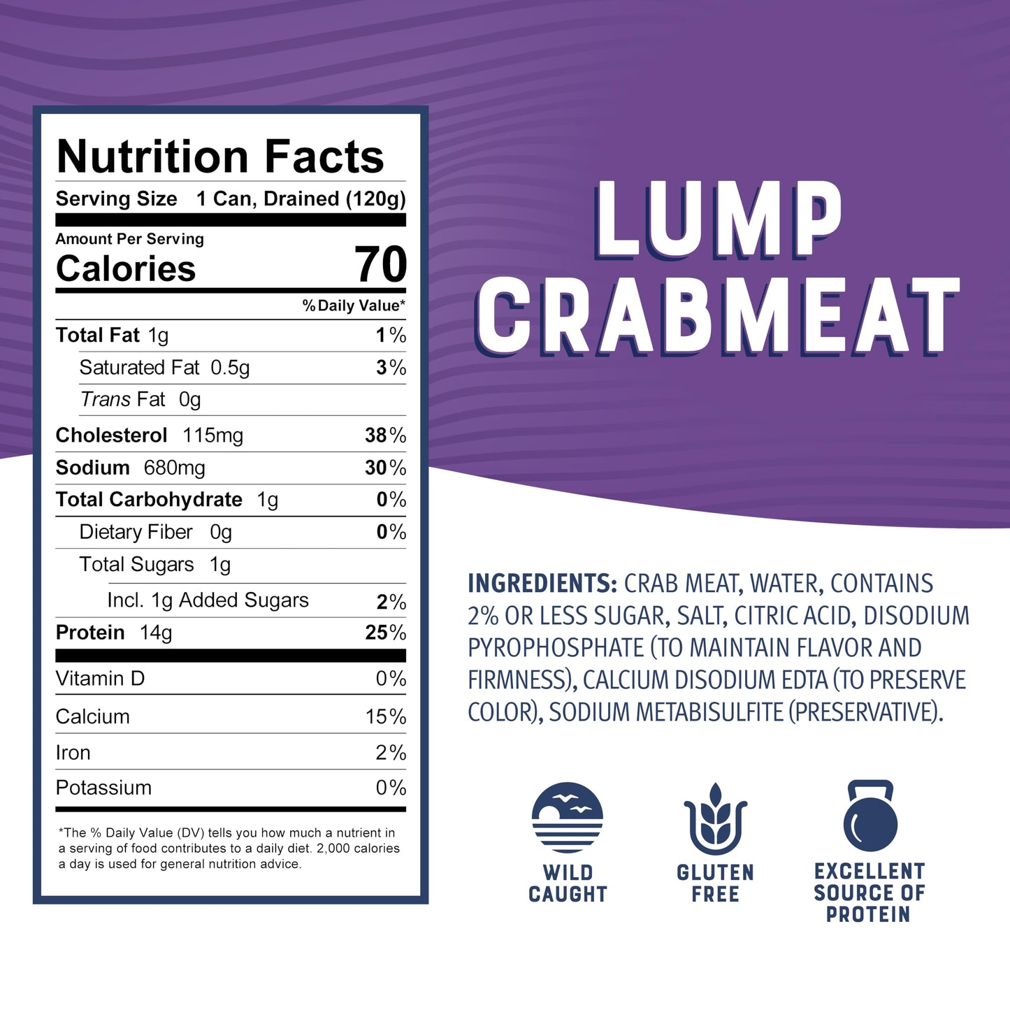Bumble Bee Lump Crab Meat, 6 oz Can - 14g Protein & 1g Carb Per Serving - Wild Caught, Small Chunks, Drain Before Use - Packaging May Vary