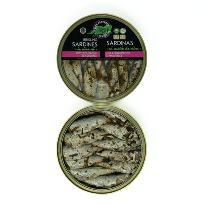 Grilled Catch Wild Caught Brisling Sardines in Olive Oil with Provence Seasoning 5.6-Ounce Cans (Pack of 6)