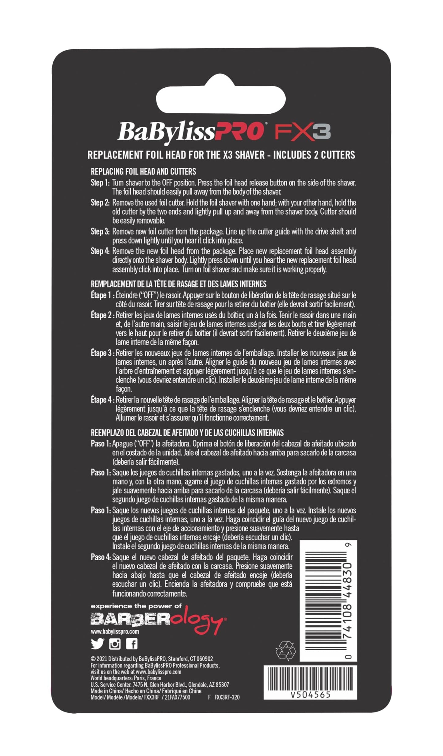 FX3 Professional High- Speed Replacment Double Foil Shaver Head with 2 Cutters