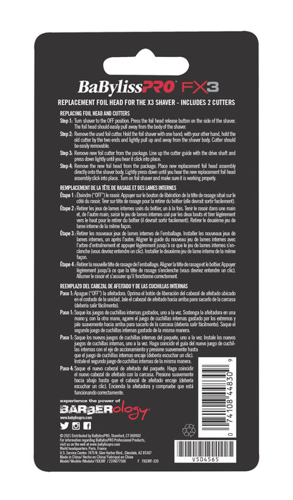 FX3 Professional High- Speed Replacment Double Foil Shaver Head with 2 Cutters