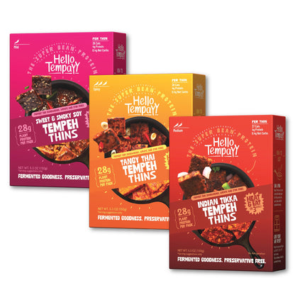 Ready to Cook Tempeh-All Thins Tempeh (Pack of 3)- 28g Clean Protein| High Fiber | More Protein & Fiber than Tofu & Cottage Cheese| Gut-Friendly | Gluten Free | Dairy Free | Vegan | Non GMO