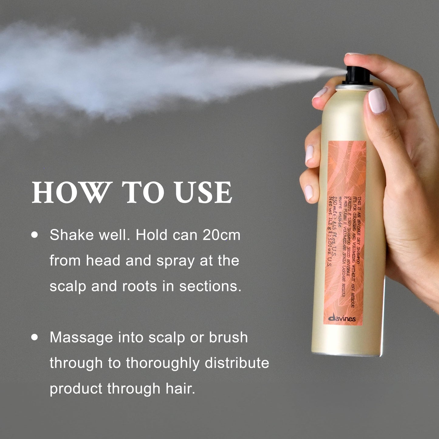 Davines This Is An Invisible Dry Shampoo, Residue-Free Cleansing And Volumizing Formula, Absorbs Oil With A Soft And Natural Finish, Vanilla And Grapefruit Scented