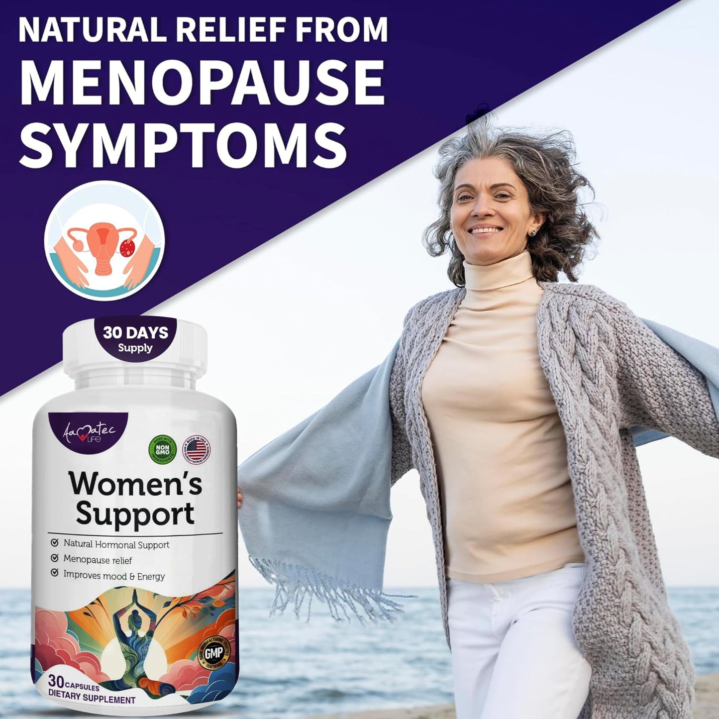 Women’s Support Supplement- Natural Hormone Regulation- Menopause Support Supplement- Estrogen Rich Supplement- Active Ingredients Pills to Help Balance Hormones Non-GMO