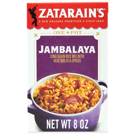 Zatarain's Rice Mix, Jambalaya, Long Grain Rice with Onions, Bell Peppers, Garlic, Paprika, and Red Peppers, Just Add Meat for Easy-Prep, New Orleans Style Rice Meal, 8 oz