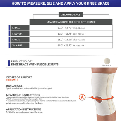 CHAMPION Knee Brace Flexible Stays Knit Elastic, White, Large