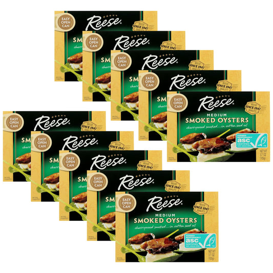 Reese Medium Smoked Oysters, 3.7-Ounce, 10-Count Cans