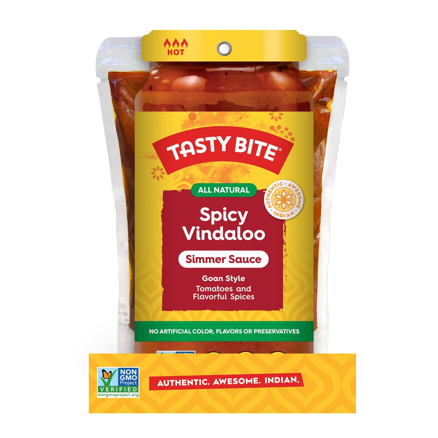 Tasty Bite Goan Style Spicy Vindaloo Simmer Sauce, 7-Ounce 5-Pack, 3-4 Servings Per Pouch, Vegan, Kosher, Non GMO