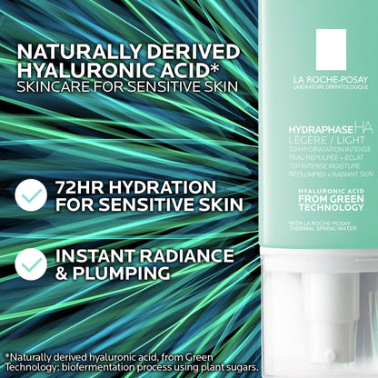 La Roche-Posay Hydraphase HA Light Face Moisturizer, Hyaluronic Acid Face Moisturizer with 72HR Hydration, Oil Free & Non-Comedogenic, 50 ML, 1.69 fl. oz.