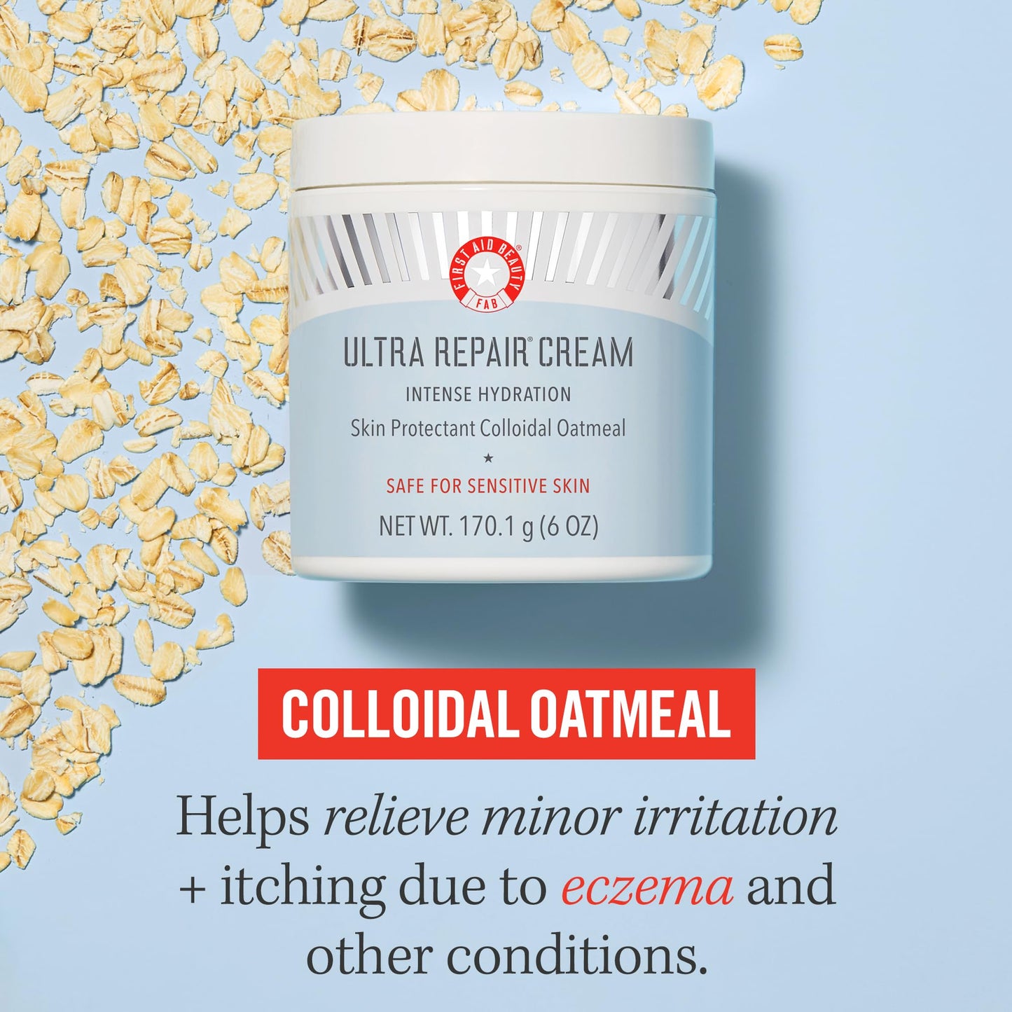 First Aid Beauty - Ultra Repair Cream - Intense Hydration Face & Body Moisturizer - Whipped Colloidal Oatmeal Clinically Proven to Strengthen Skin Barrier in 7 Days - Helps Relieve Eczema, 1 oz