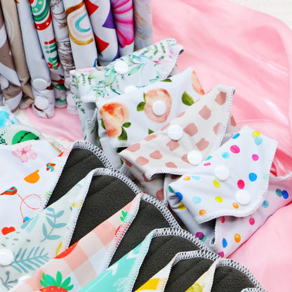 5 pcs Random Prints Reusable Cloth Menstrual Pads Washable Sanitary Pads for Women and Girls(5M-randompads)