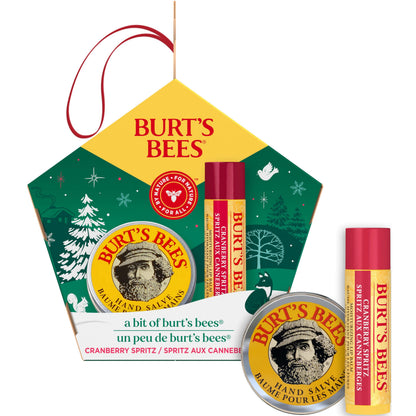 Burt's Bees A Bit of Burt's Bees Cranberry Spritz Lip Balm and Hand Salve Gift Set, Natural Origin Skin Care and Lip Care, 2-Piece Set, 0.15 oz./0.3 oz.