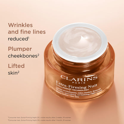 Clarins NEW Extra-Firming Night Moisturizer | Firming and Renewing Anti Aging Night Cream | Contains Collagen Polypeptide, Avocado Peptides, Shea Butter & Niacinamide | Refillable | Dry Skin Type