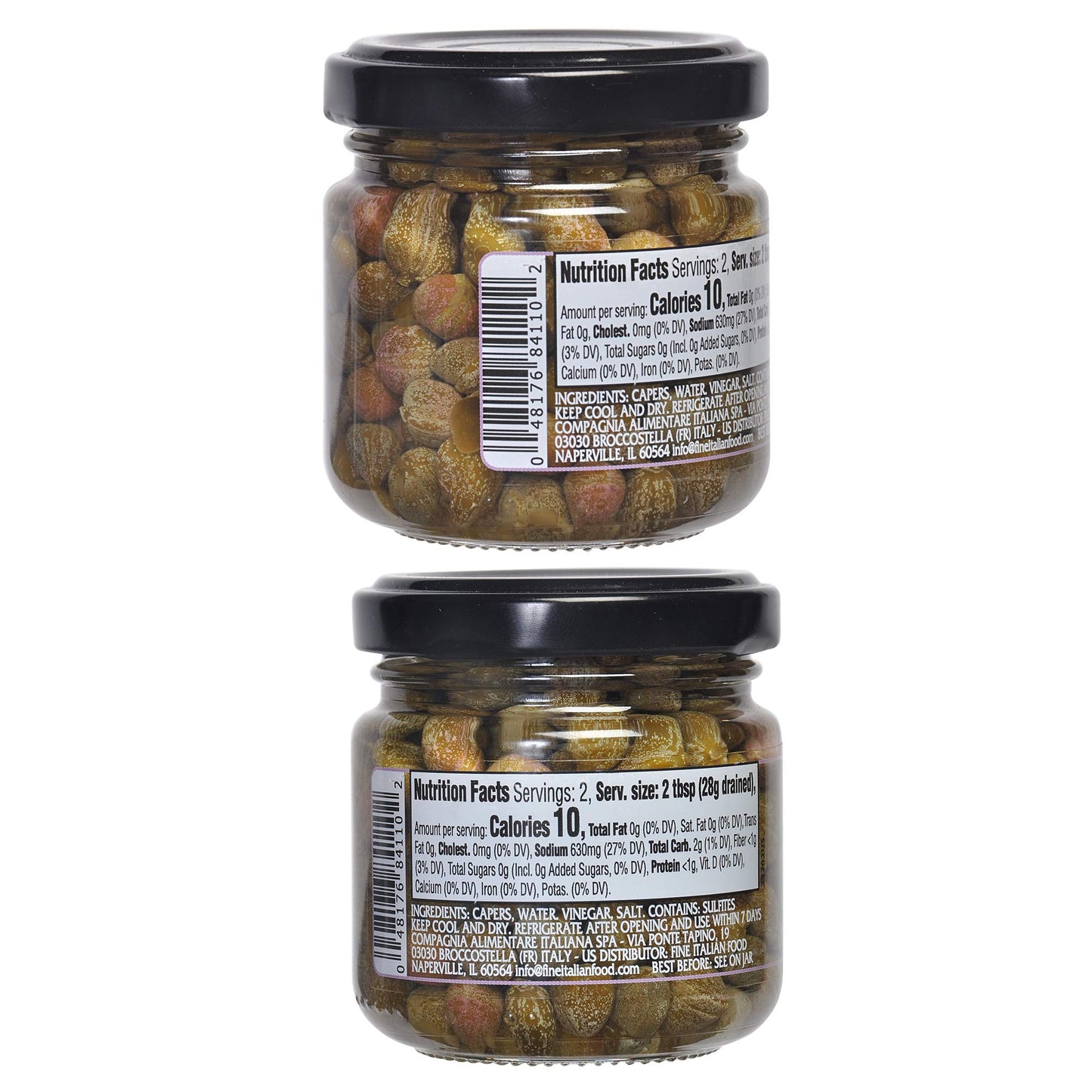 Mantova Capers in a Mild Vinegar Brine, 3.5 oz. (Pack of 3), Product of Italy, All-Natural, Caper Bush Buds, Capparis Spinosa, Non-GMO, Gluten-Free, Cholesterol-Free, Vegan-Friendly, Paleo-Friendly