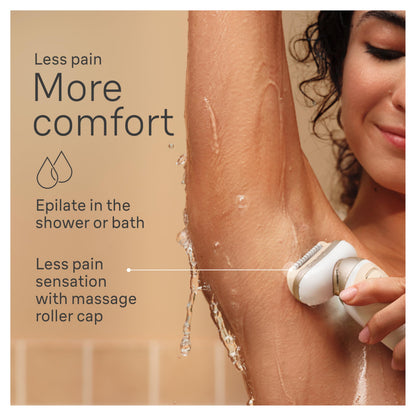 Braun Silk-épil 9 Flex Epilator, 360 Flex and Pivoting Head, Wet and Dry, Includes Shaver Head, Trimmer Comb, SES9-041 3D, Tinted Gold, Holiday Gifts for Women