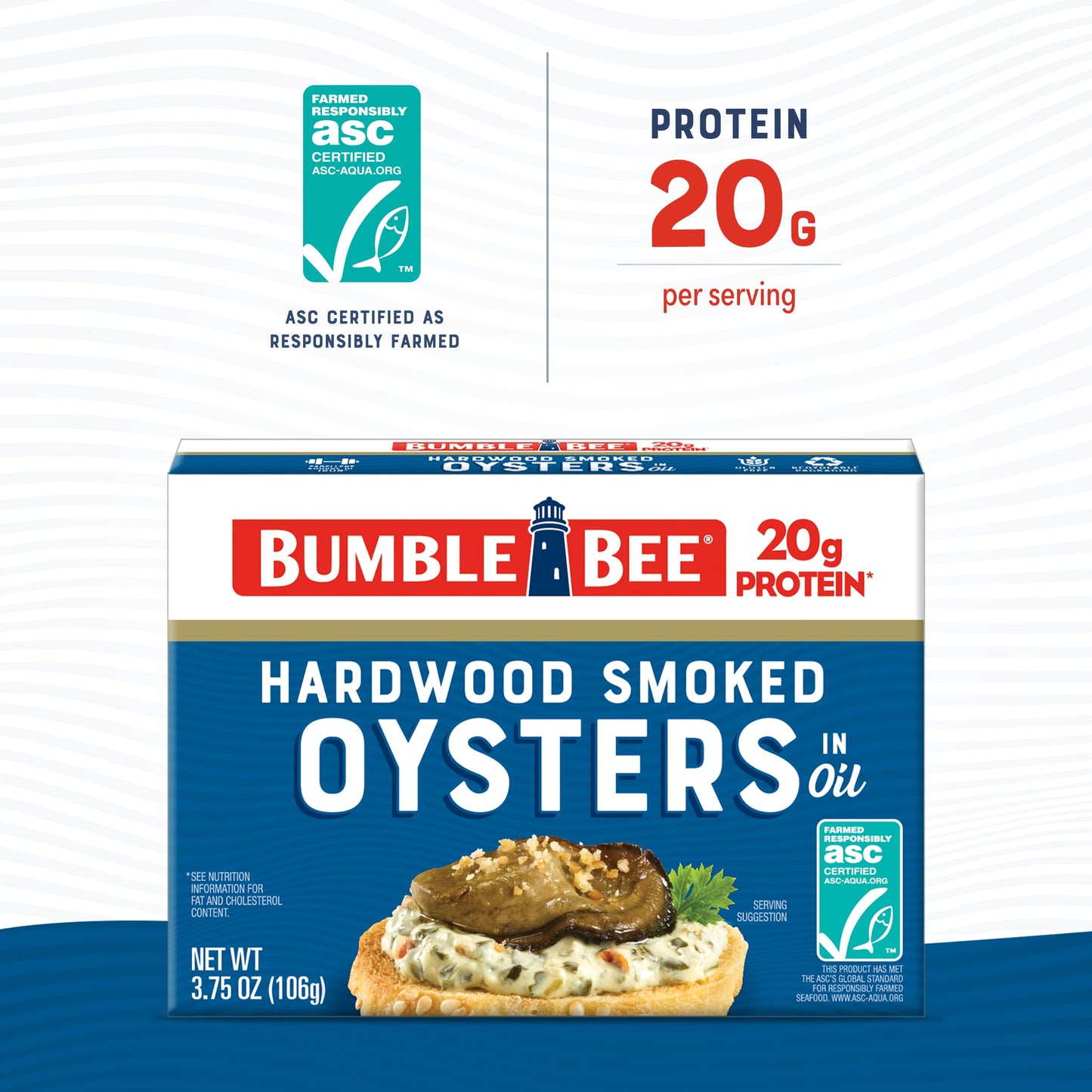 Bumble Bee Canned Hardwood Smoked Oysters, 3.75 oz Can - Ready to Eat - 18g Protein per Serving - Gluten Free