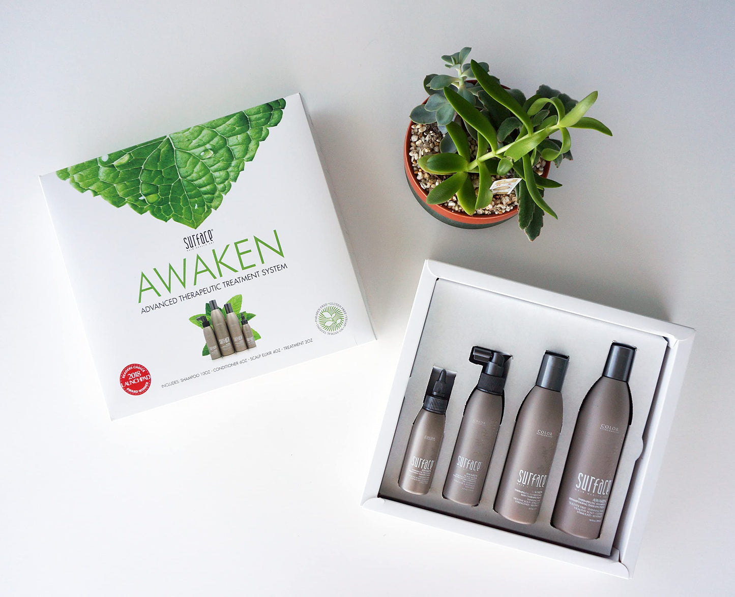 Surface Hair - Awaken Kit: Shampoo, Conditioner, Scalp Elixir and Therapeutic Treatment - for Thinning Hair, Hair Loss and Thickening