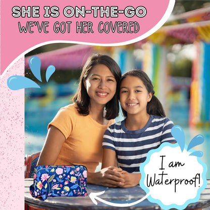 First Period Pal Pack to-Go Kit | 24 pcs | First Period Kit for Tweens | Teen Period Kit| Discrete Period Bag, Pads, Panty Liners, Period Kits for Tweens 10-12 (Florets)