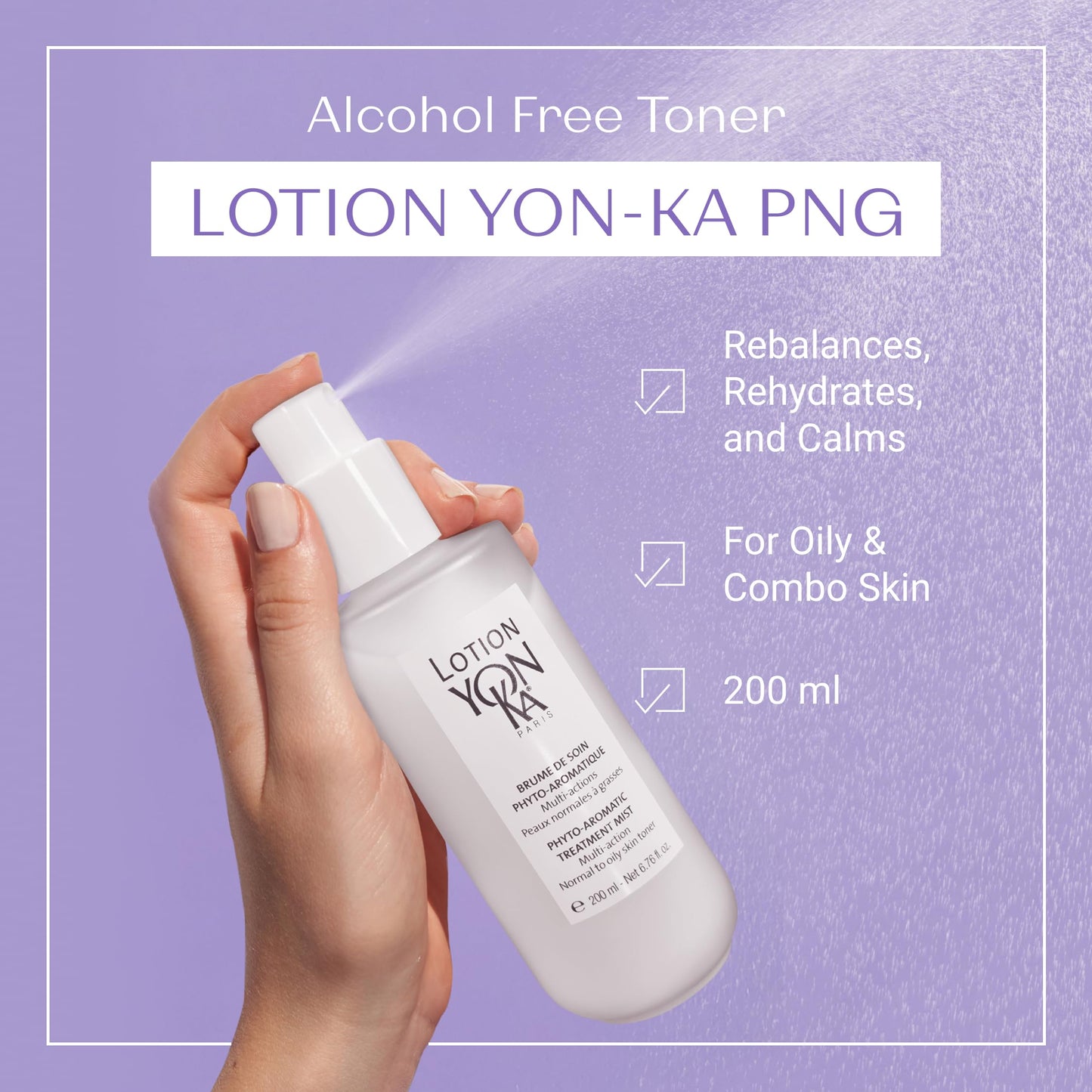Yon-Ka Lotion PNG Toner | Refreshing Daily Face Mist with Botanical Essential Oils, Aloe Vera & Rosemary | Hydrates, Soothes & Mattifies | Alcohol-Free Toner for Normal to Oily Skin