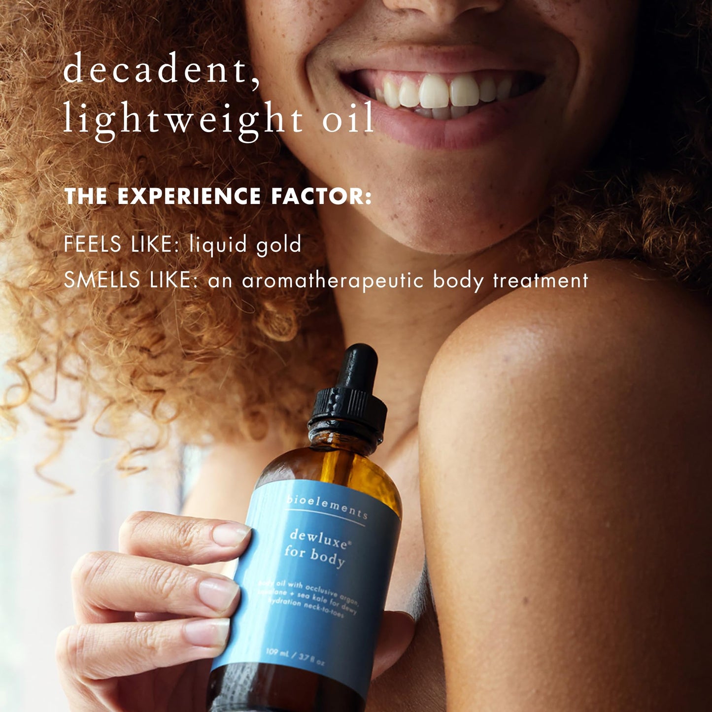 Bioelements Dewluxe for Body - 3.7 oz - Body Oil with Occlusive Argan, Squalane & Sea Kale for Dewy Hydration from Neck to Toes - Never Tested on Animals