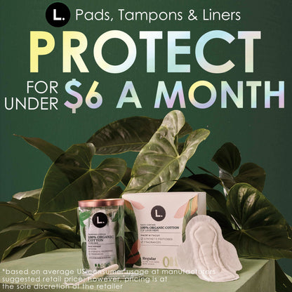 L. Ultra Thin Pads for Women, Organic Cotton Top Layer, Super + Extra Long Overnight Duo Pack Absorbency, Menstrual Pads with Wings, 32 Count