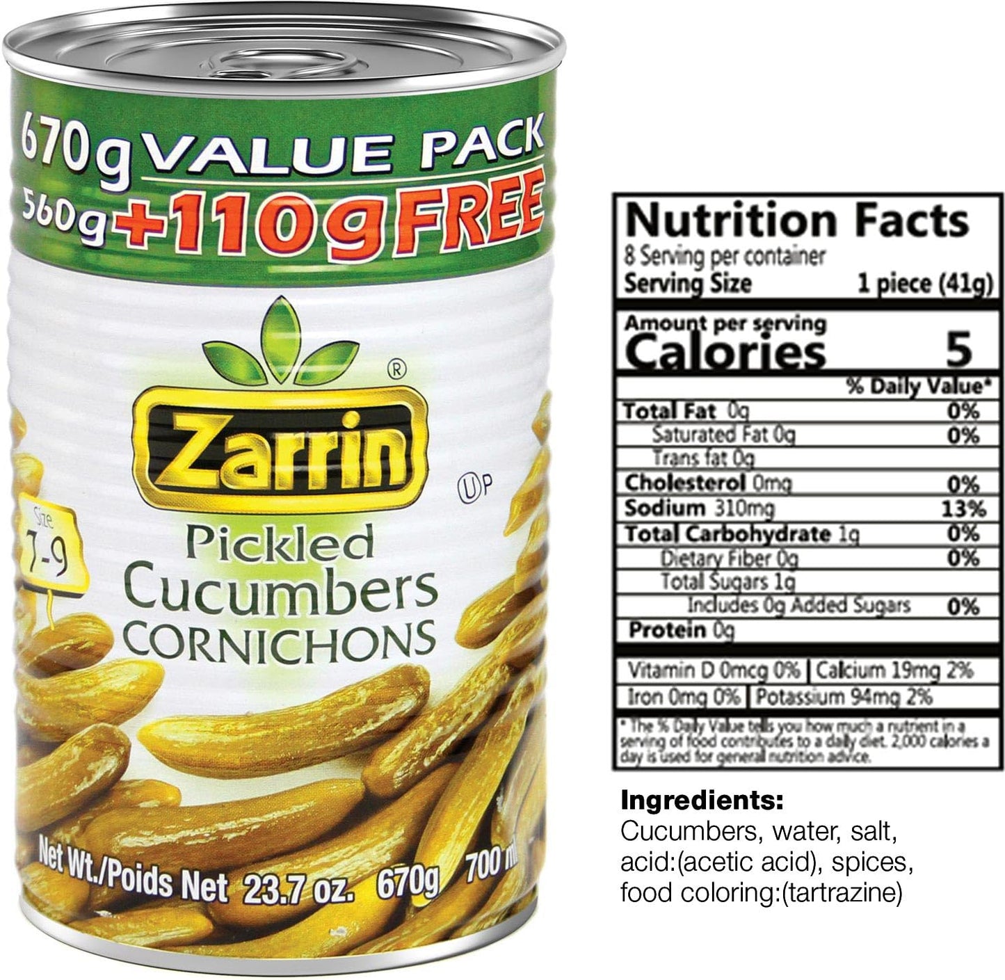 Zarrin - Pickled Cucumbers Cornichons (Pack of 3), 23.7oz/670g each