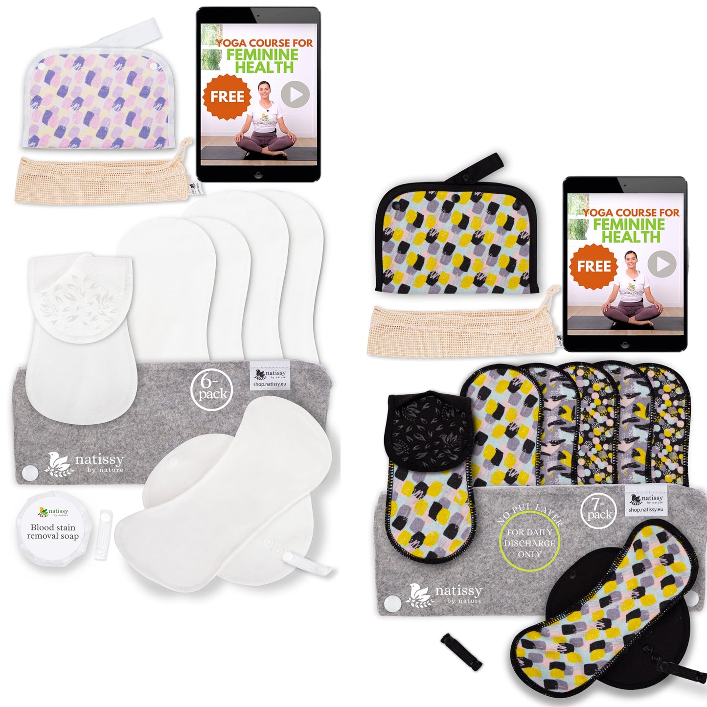 Non Slip Reusable Pads Menstrual Heavy Flow 6-Pack (L+XL) Organic Cotton Cloth Menstrual Pads & Non Slip Reusable Panty Liners for Women 7-Pack (M) Panty Liner Washable for Women & Teens