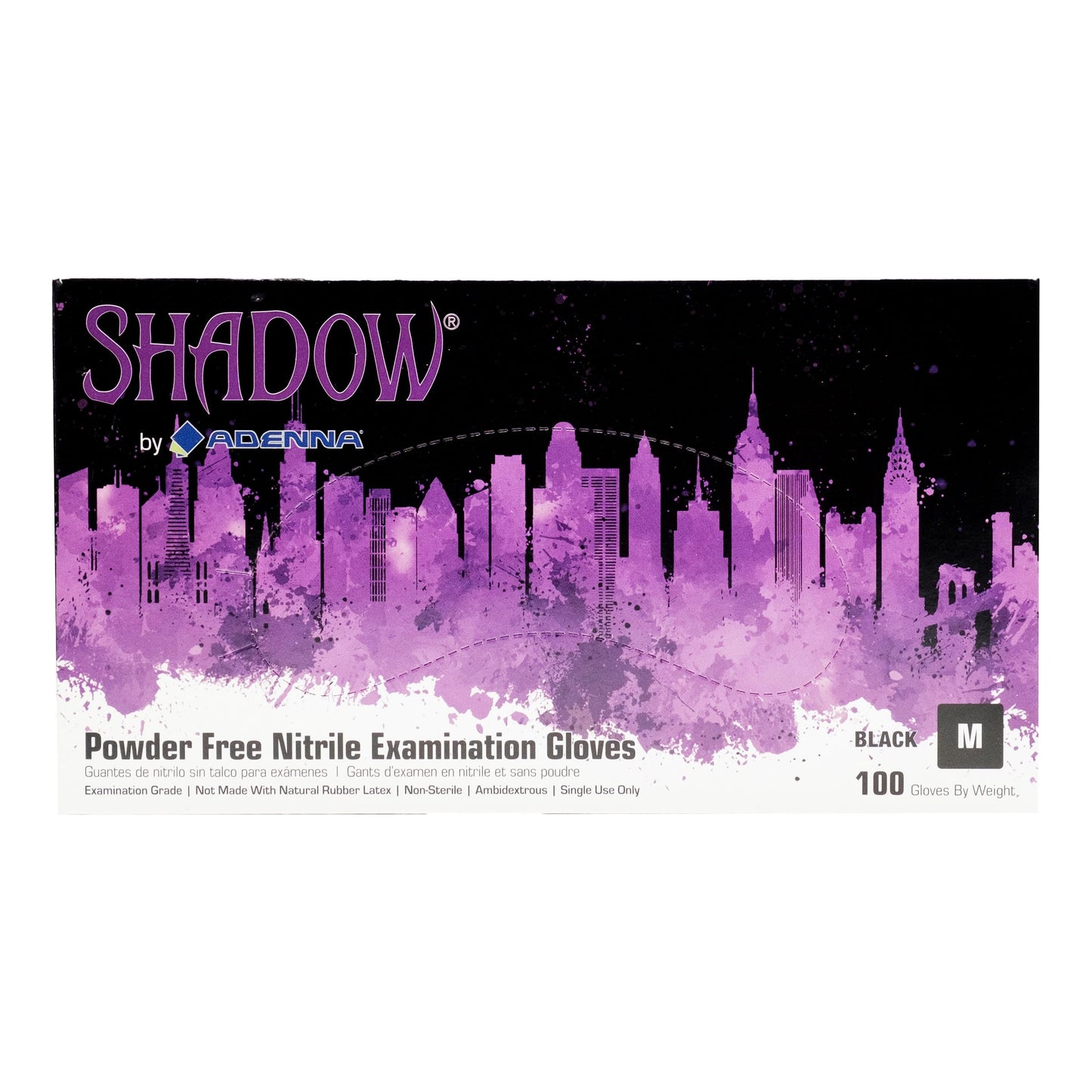 Adenna SHD935 Shadow 6 Mil Powder-Free Nitrile Exam Gloves, Medical Grade, Black, Medium, Box of 100