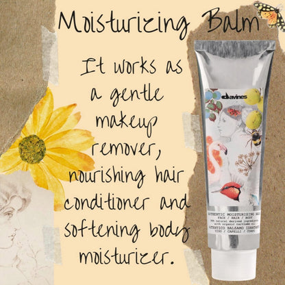 Davines Authentic Moisturizing Balm, Multi-Functional Conditioner for Face, Hair & Body - 98% Natural Oil-Based Formula Softens & Nourishes, 5.07 Fl Oz