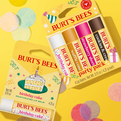Burt's Bees Birthday Cake Lip Balm, Tint-Free, Natural Origin Lip Care, 1 Tube, 0.15 oz.