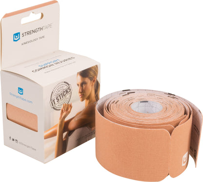 StrengthTape Kinesiology Tape - 5M Precut K Tape Roll - Premium Athletic Tape - Support and Prevent Injuries - Multiple Colors Available