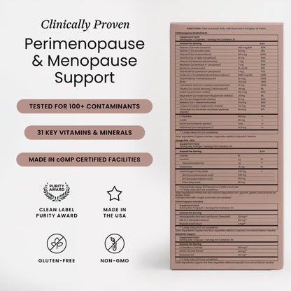 Perelel Peri Support Pack, Perimenopause Vitamins for Women, for Womens Nutrition Support & Overall Wellness, Soy & Gluten Free, Non GMO, 30 Daily Pill Packs