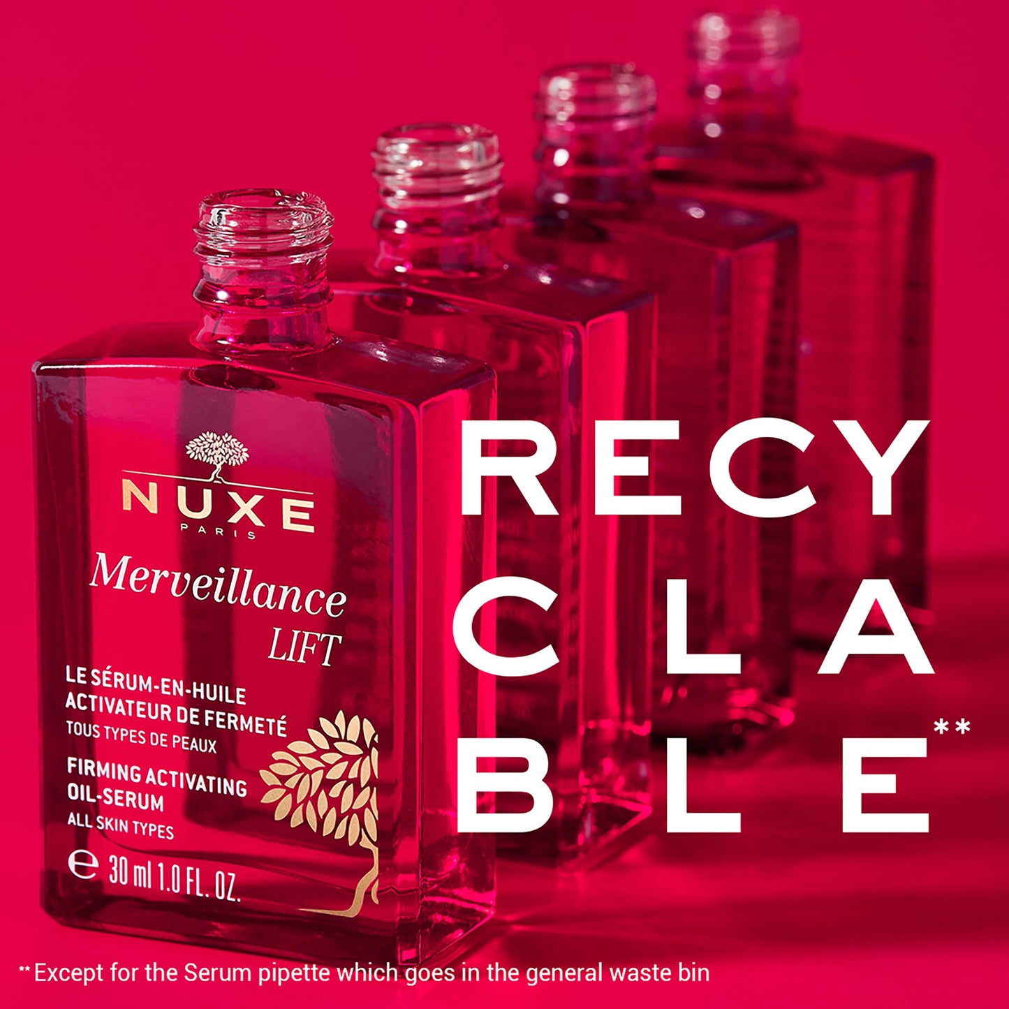 NUXE Merveillance Lift and Smooth Anti-Aging Face Serum With Micro-Algae Oil for Firming & Rejuvenating Skin, 1 Fl Oz