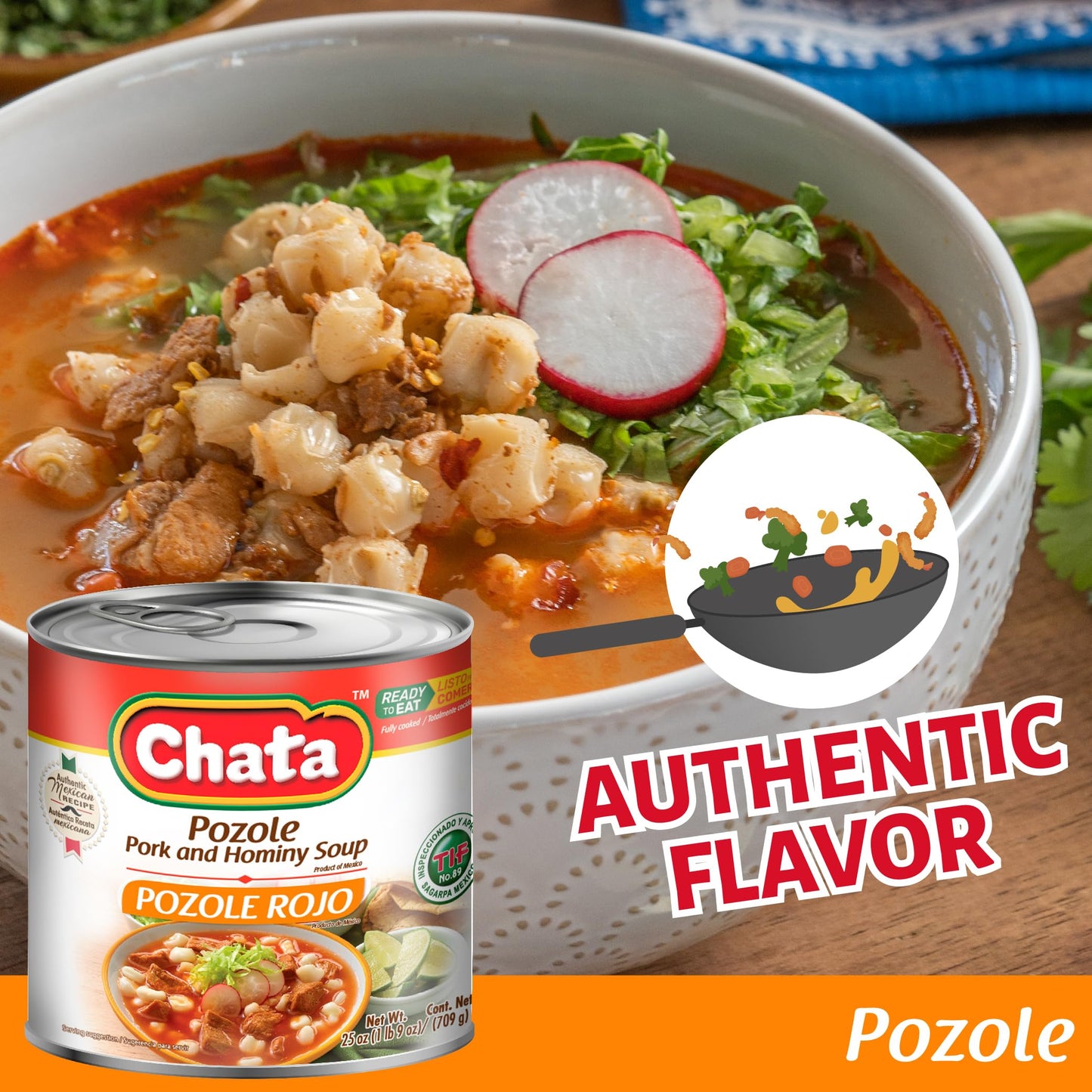 Chata Authentic Pozole Soup with Pork and Hominy Corn, 25 oz, Pack of 3