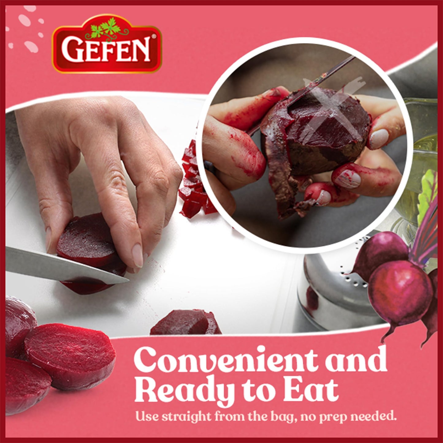 Organic Red Beets, Whole, Peeled & Cooked, 3 pack 17.6 oz (3.3 lbs) Salad Ready