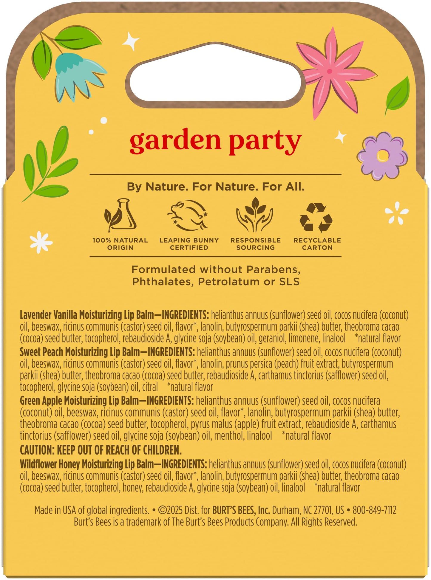 Burt's Bees Easter Basket Stuffers, All Weather SPF 15 Lip Balm, Water-Resistant Lip Moisturizer, Tint-Free, Natural Conditioning Treatment, 2 Tubes, 0.15 oz.