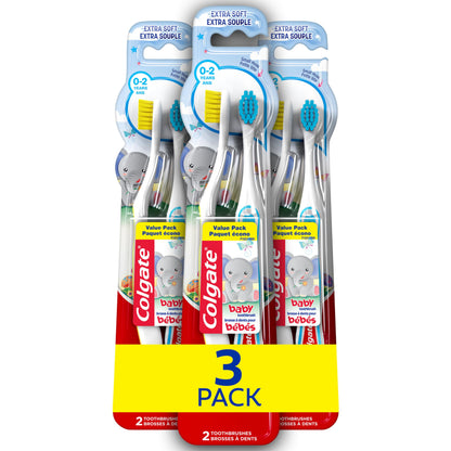 Colgate My First Baby and Toddler Toothbrush, Extra Soft Infant Training Toothbrush, Ages 0-2, 6 Count