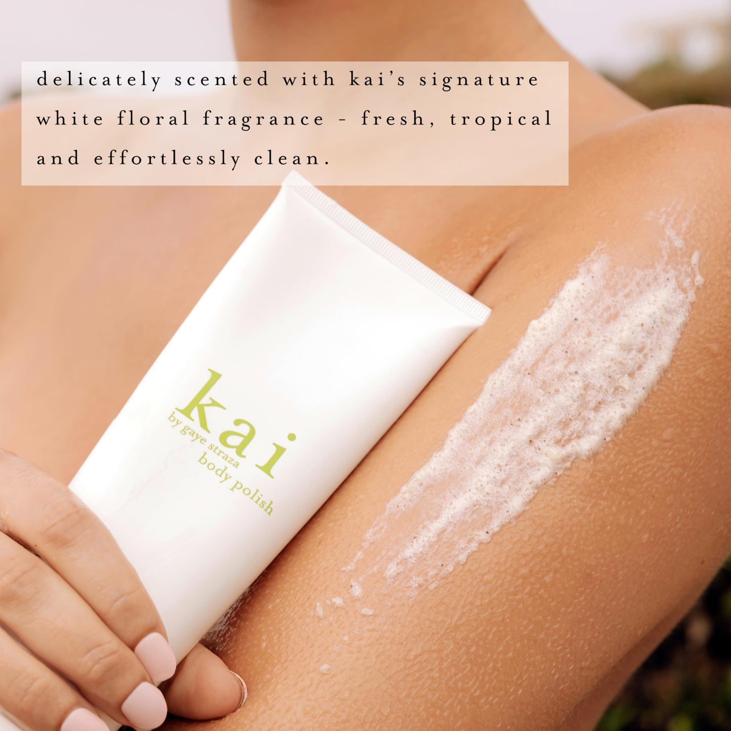 kai body polish – 8 oz exfoliating scrub with sugar & sea salt, light white floral scent experience smooth, soft skin you’ll love | hydrating, clean beauty ritual - recyclable packaging