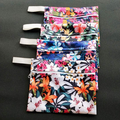 Pack 4pcs Waterproof Mini Wet Bags for Menstrual Pads, Maternity Mama Panty Liners,Sanitary Pads, Sanitary Napkin,Wipes, can be Used as Makeup Bags/Purse