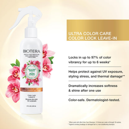 Biotera Ultra Color Care Lock Leave-In Conditioner Spray | Locks In Color Vibrancy | Heat Protectant Treatment | Color-Treated Hair | Vegan & Animal Test-Free | Paraben & Sulfate-Free | Color-Safe